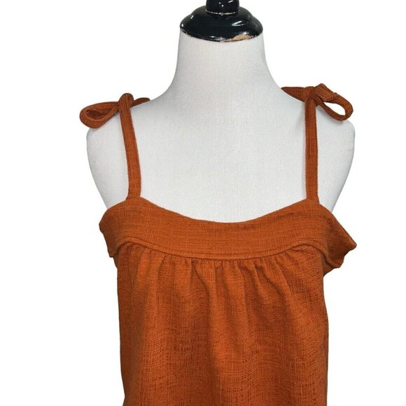 Madewell Women's M Medium Crosshatch Tie-Strap Crop Top Rust Color Jacquard - Picture 4 of 7
